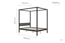 Birlea Four Poster Bed Frame Solid Wood 4 Poster Canopy Mercia in Black - Size: Double - thumbnail 6