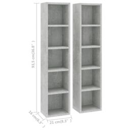 Berkfield Home CD Cabinets 2 pcs Concrete Grey 21x16x93.5 cm Engineered Wood - thumbnail 6