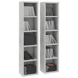 Berkfield Home CD Cabinets 2 pcs Concrete Grey 21x16x93.5 cm Engineered Wood - thumbnail 3