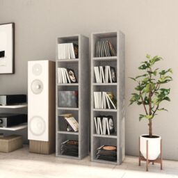 Berkfield Home CD Cabinets 2 pcs Concrete Grey 21x16x93.5 cm Engineered Wood