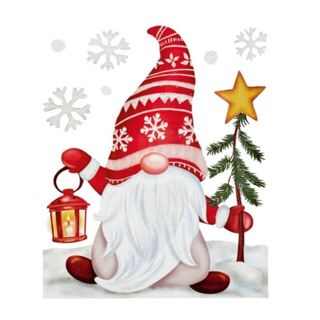 Samuel Alexander 35cm Christmas Gonk in Snow Scene Window Decal Decoration with Glitter - image 1