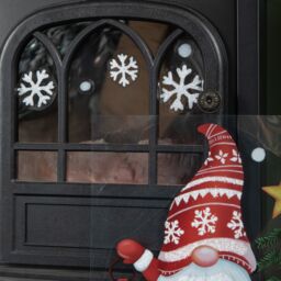Samuel Alexander 35cm Christmas Gonk in Snow Scene Window Decal Decoration with Glitter - thumbnail 2