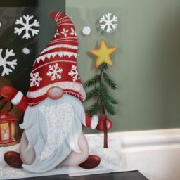 Samuel Alexander 35cm Christmas Gonk in Snow Scene Window Decal Decoration with Glitter - thumbnail 6