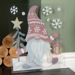 Samuel Alexander 35cm Christmas Gonk in Snow Scene Window Decal Decoration with Glitter - thumbnail 8