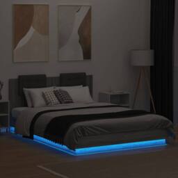 Berkfield Home Bed Frame with LED without Mattress Grey Sonoma 120x200 cm - Size: Small Double - thumbnail 4
