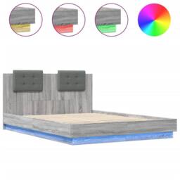 Berkfield Home Bed Frame with LED without Mattress Grey Sonoma 120x200 cm - Size: Small Double - thumbnail 1