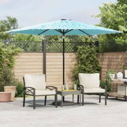 Berkfield Home Garden Parasol with Steel Pole Blue 288x288x225 cm - Size: 288 x 288 x 225 cm - thumbnail 1