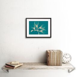"Artery8 Wall Art Print Magnolia Branch Xray Blue Art Black Framed 9x7 inch - Size: W7"" x H9""" - thumbnail 2