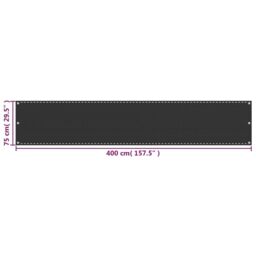 Berkfield Home Balcony Screen HDPE 75x400 cm Anthracite in Black - thumbnail 5
