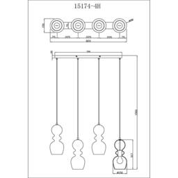 Netlighting Clarity Bar Pendant Ceiling Light Matt Black Smoke Glass Shade 4x E27 - thumbnail 6