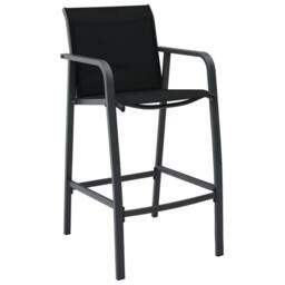 Berkfield Home Garden Bar Chairs 4 pcs Black Textilene - thumbnail 1