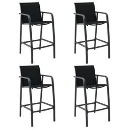 Berkfield Home Garden Bar Chairs 4 pcs Black Textilene - thumbnail 2