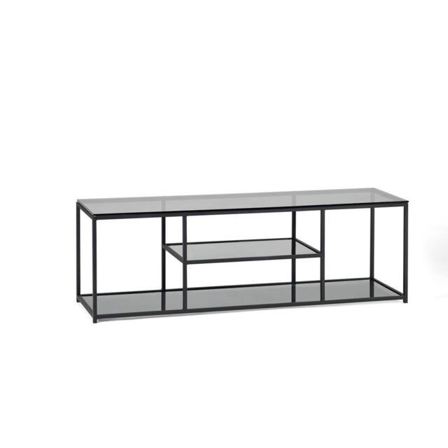 Cheshire Premium Halston TV Unit in Smoked Glass & Black - image 1