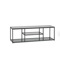 Cheshire Premium Halston TV Unit in Smoked Glass & Black - thumbnail 1