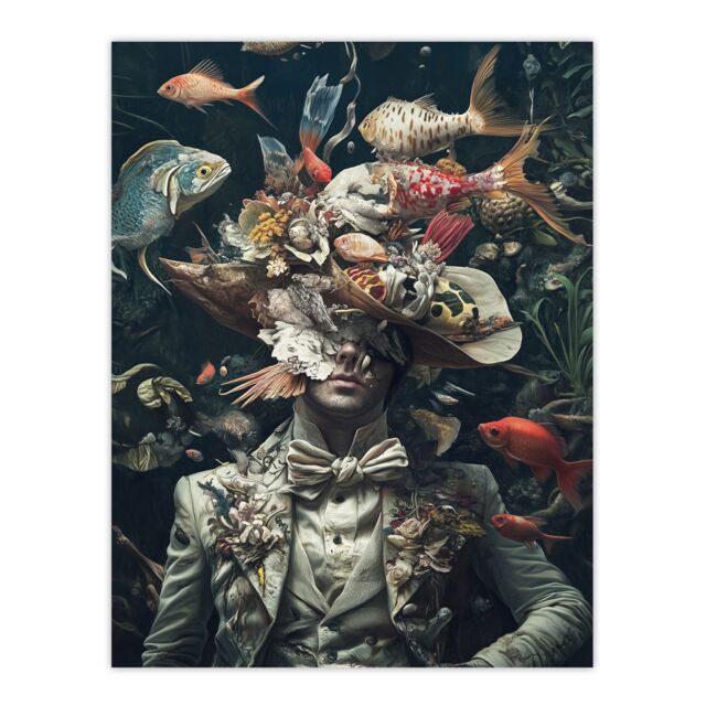 "Artery8 Victorian Atlantean Surreal Underwater Portrait Wall Art Print - Size: W12"" x H16""" - image 1
