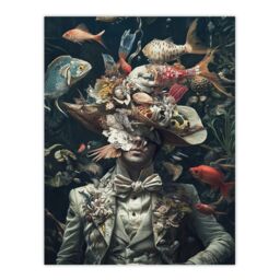 "Artery8 Victorian Atlantean Surreal Underwater Portrait Wall Art Print - Size: W12"" x H16""" - thumbnail 1