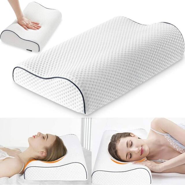 NESTLUNE Memory Foam Pillow Neck Support Pillow in White - Size: Cot - image 1