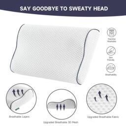 NESTLUNE Memory Foam Pillow Neck Support Pillow in White - Size: Cot - thumbnail 3