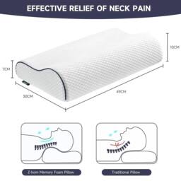 NESTLUNE Memory Foam Pillow Neck Support Pillow in White - Size: Cot - thumbnail 4