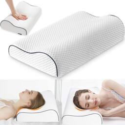 NESTLUNE Memory Foam Pillow Neck Support Pillow in White - Size: Cot
