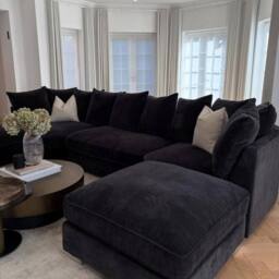 Home & Love Bishop U Shape Cinema Sofa Scatterback Corner Sofa - Nova Black