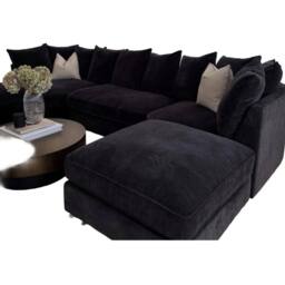 Home & Love Bishop U Shape Cinema Sofa Scatterback Corner Sofa - Nova Black - thumbnail 2
