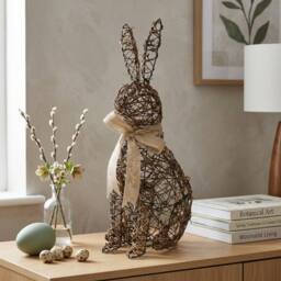 Garden Greatness Standing Rattan Bunny Decoration in Natural - Size: 1 Pack