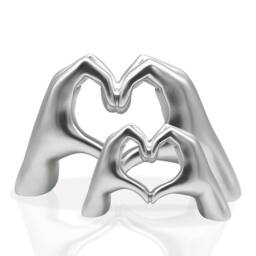 Huhote Resin Heart Hands Love Gesture Sculpture 2 Set Home Office Desk Decor in Silver - thumbnail 2
