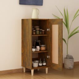 Berkfield Home Sideboard Smoked Oak 34.5x34x90 cm Engineered Wood in Brown - thumbnail 3