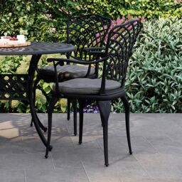 Charles Bentley Cast Aluminium Table & 4 Chairs Set Black Outdoor Dining Table - thumbnail 2