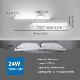 Goeco LED Indoor Wall Light 24W Modern Wall Lamp 6500 K for Bedroom Hallway in White - thumbnail 5