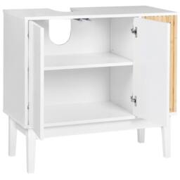 Wyld and Coco Washbasin Cabinet White and Light Wood with Bamboo Accents - thumbnail 4