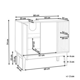 Wyld and Coco Washbasin Cabinet White and Light Wood with Bamboo Accents - thumbnail 3