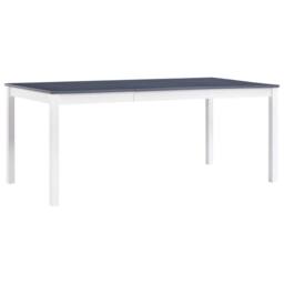 Berkfield Home Dining Table White & Grey 180x90x73 cm Pinewood - Size: 180 x 90 x 73 cm - thumbnail 2