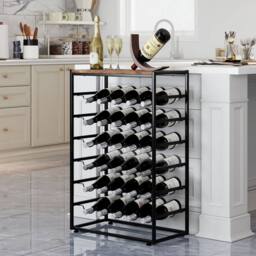 Levede Wine Rack 30 Bottles Freestanding Floor Wooden Top Wine Shelves in Brown - thumbnail 3
