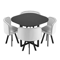 Comfy Living Ltd Black 90cm Square Dining Table Set with 4 White Chairs - thumbnail 4