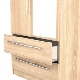 Ready Assembled 2 U Carlton 2 Door 2 Drawer Mirrored Robe (Ready Assembled) in Light Oak - Size: Large - thumbnail 7