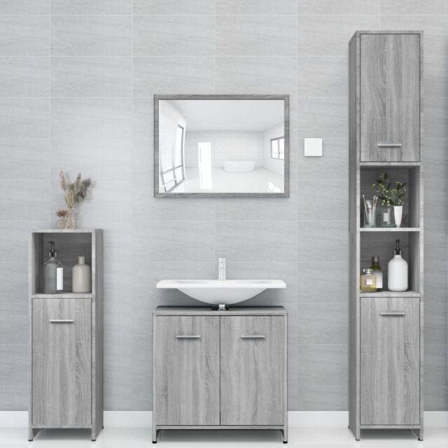 Berkfield Home Bathroom Cabinet Grey Sonoma 30x30x183.5 cm Engineered Wood - image 1