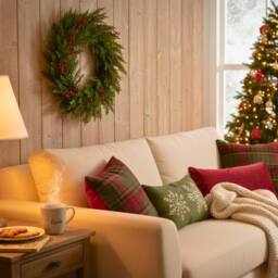 Shatchi 60cm Christmas Wreath for Front Door with Artificial Pine Wreath in Green - thumbnail 6