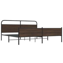Berkfield Home Metal Bed Frame without Mattress Brown Oak 200x200 cm - thumbnail 3