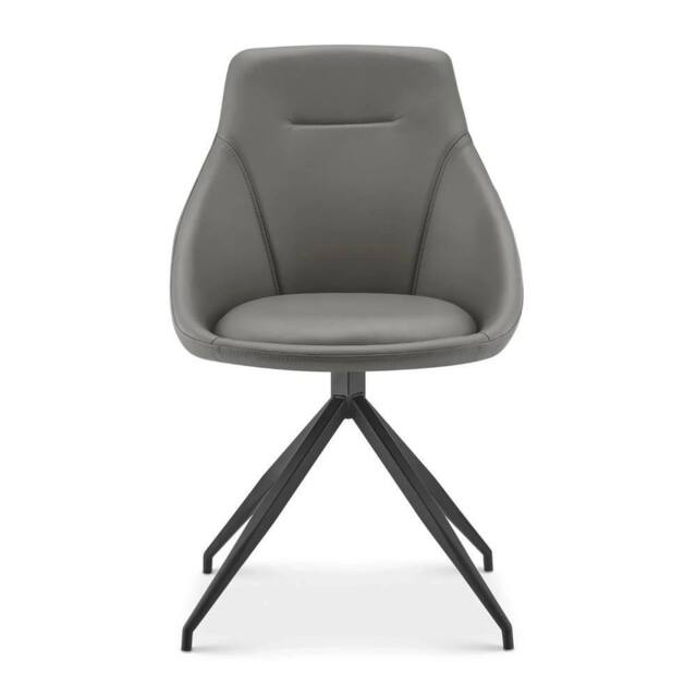 VOGREX Black Office Chair Faux Leather Swivel 360 No Wheels in Grey - image 1