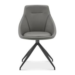 VOGREX Black Office Chair Faux Leather Swivel 360 No Wheels in Grey
