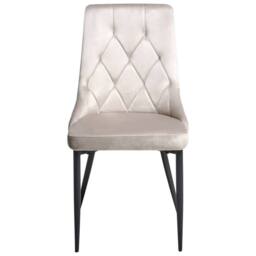 Wyld and Coco Taupe Velvet Dining Chair Set 2 Tufted Armless Chairs Black Iron in Beige - thumbnail 5