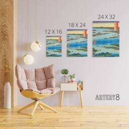 "Artery8 Hiroshige View Of Matsushima Canvas Japanese Wall Art in Blue - Size: W18"" x H24""" - thumbnail 4