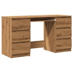 Berkfield Home Writing Desk Artisan Oak 140x50x77 cm Engineered Wood in Brown - Size: 140 x 50 x 77 cm - thumbnail 2