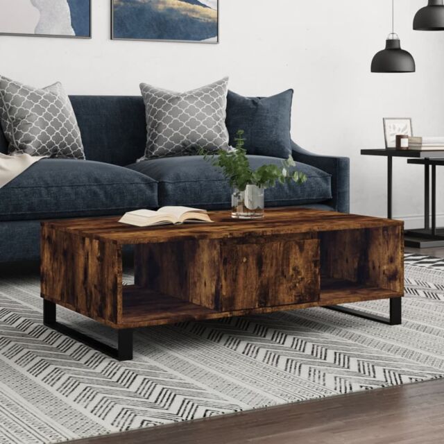 Berkfield Home Coffee Table Smoked Oak 104x60x35 cm Engineered Wood in Brown - Size: 104 x 60 x 35 cm - image 1