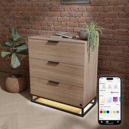 X Rocker Denver Chest Of 3 Drawers With LED App Control Lights in Light Oak - thumbnail 1