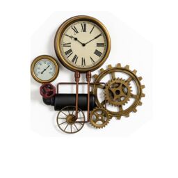 Melody Maison Large Industrial Pipe Clock 53cm X 48cm in Gold - Size: 53 cm X 48 cm - thumbnail 1