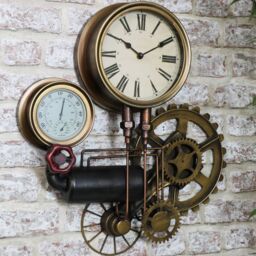 Melody Maison Large Industrial Pipe Clock 53cm X 48cm in Gold - Size: 53 cm X 48 cm - thumbnail 6