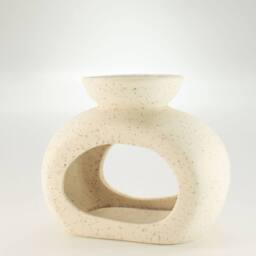 Serenityy Ceramic Zen Oil Burner - Oval Pebble, Speckled Off-White - thumbnail 3